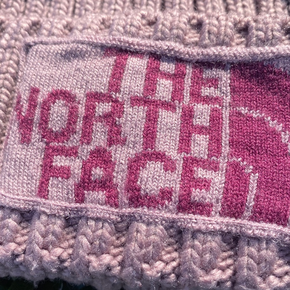 Preowned The North Face  Purple Knit Pom Beanie Unisex Adult - Picture 2 of 5